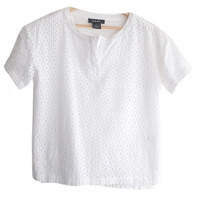 Pre-owned Dkny White Cotton  Top