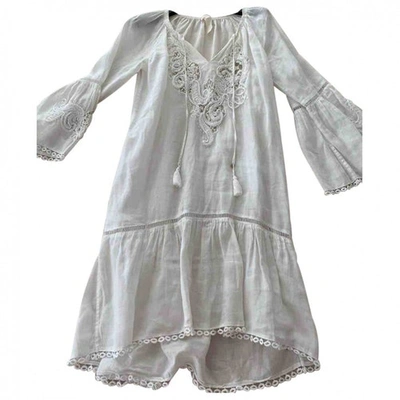 Pre-owned Miguelina Linen Dress In White
