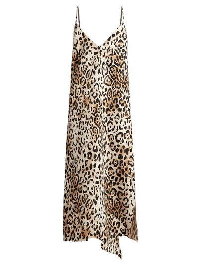 Raey Asymmetric-hem Leopard-print Twill Slip Dress