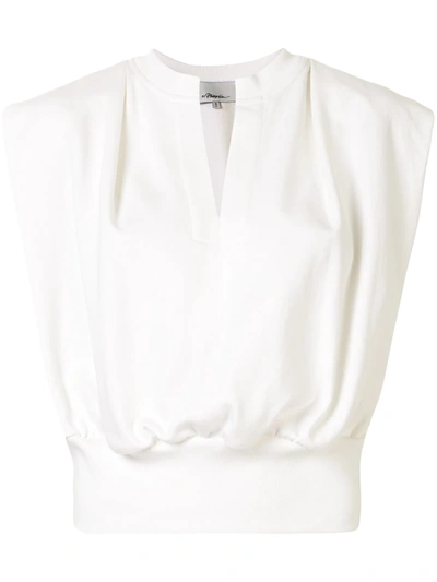 3.1 Phillip Lim Padded Shoulder French Terry Top In White