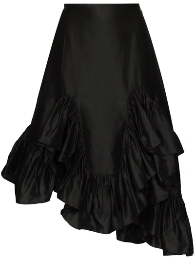 Marques' Almeida Asymmetric Silk Skirt In Black