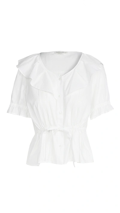 Alex Mill Ruffle Neck Blouse In White