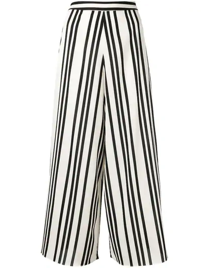 Alice And Olivia Sherice Striped Georgette Wide-leg Pants In Red