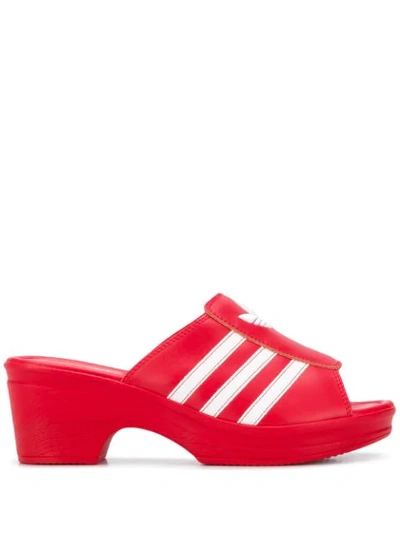 Adidas X Lotta Volkova X Lotta Volkova Trefoil Logo Mules In Red