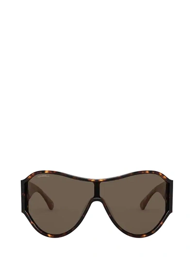 Pre-owned Chanel Shield Sunglasses In Brown