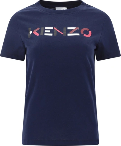 Kenzo Logo Print T In Blue