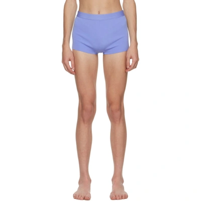 Helmut Lang Blue Knit Shorts In Cloudless