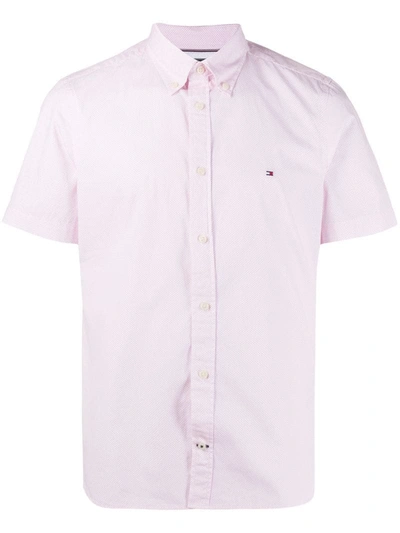 Tommy Hilfiger Button-down Embroidered Logo Shirt In White