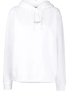 Acnestudios Contrasting Printed Logo Hoodie Optic White