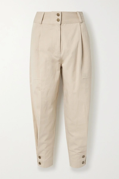 Ulla Johnson Fleet Tencel And Cotton-blend Twill Tapered Pants In Beige