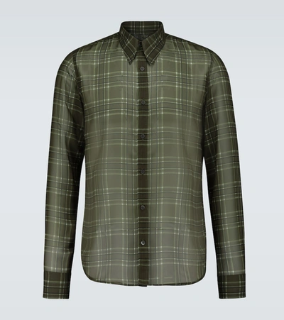 Dries Van Noten Long-sleeved Checked Shirt In Green
