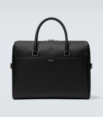 Saint Laurent Grained Leather Business Bag In Black