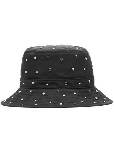 Ganni Studded Nylon Bucket Hat In Black