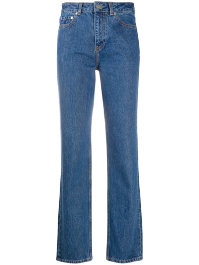 Ganni Straight-leg High-rise Jeans In Blue