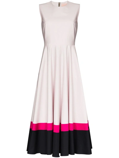 Roksanda Ling Colour-block Cotton-poplin Dress In Oyster Midnight French Pink