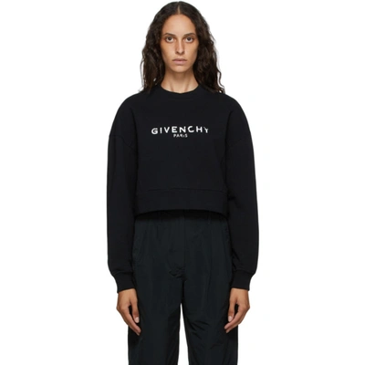 Givenchy Black 'paris' Logo Cropped Sweatshirt