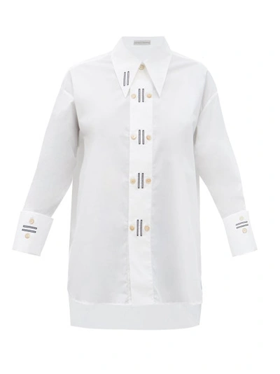 Palmer Harding Marcai Embroidered Point-collar Cotton-blend Shirt In White