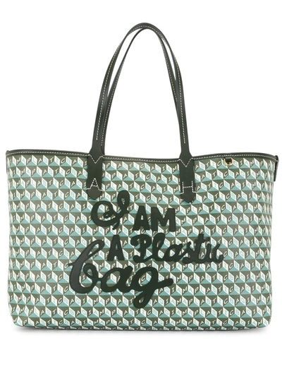 Anya Hindmarch I Am A Plastic Bag Recycled-canvas Tote Bag In Green