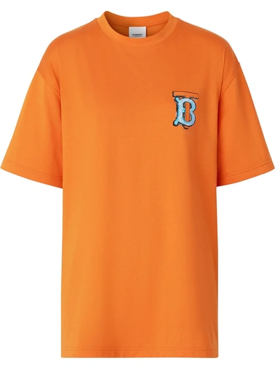 Burberry Monogram Motif Cotton T-shirt – Unisex In Orange