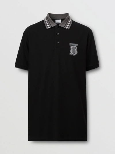 Burberry Monogram Motif Cotton Piqué Polo Shirt – Unisex In Black