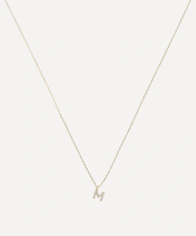 Aurum + Grey 9ct Gold M Diamond Initial Pendant Necklace