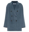 Acne Studios Double-breasted Wool Coat Aqua Blue Melange