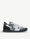 Valentino Garavani Mens Silver Rockrunner Suede And Leather Trainers In Light Grey