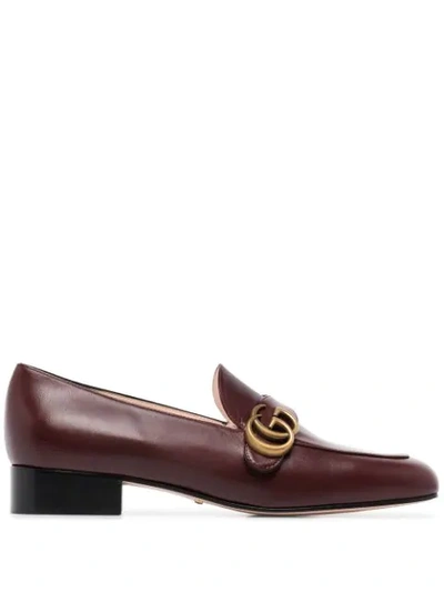 Gucci Marmont 25mm Leather Loafers In Vintage Bordeaux