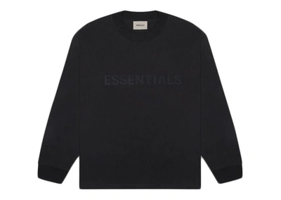 Pre-owned Fear Of God Essentials 3d Silicon Applique Boxy Long Sleeve T-shirt Dark Slate/stretch Limo/black