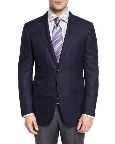 Ermenegildo Zegna Windowpane-check Wool Two-button Sport Coat, Navy