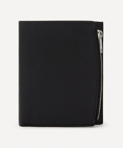 Maison Margiela Grainy Leather Embossed Flip Flap Wallet In Black