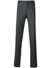 Ermenegildo Zegna Twill Trofeo Wool Flat-front Trousers, Gray In Grey