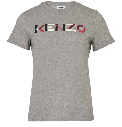Kenzo Classic Fit T-shirt Logo In Pearl Grey