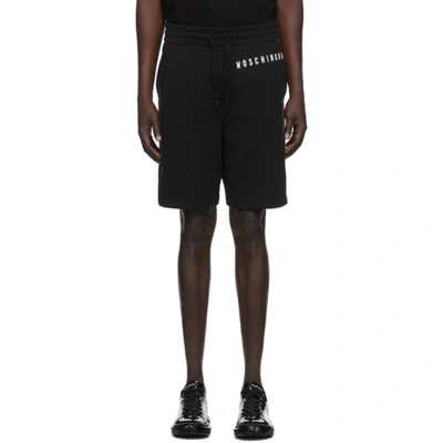 Moschino Logo Print Cotton Jersey Shorts In A1555 Blk