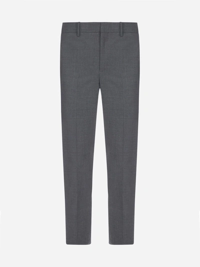 Neil Barrett Stretch Wool-blend Trousers In Slate Grey Mel