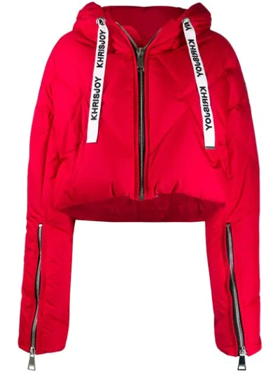 Khrisjoy Shorty Cropped Down Jacket In Red