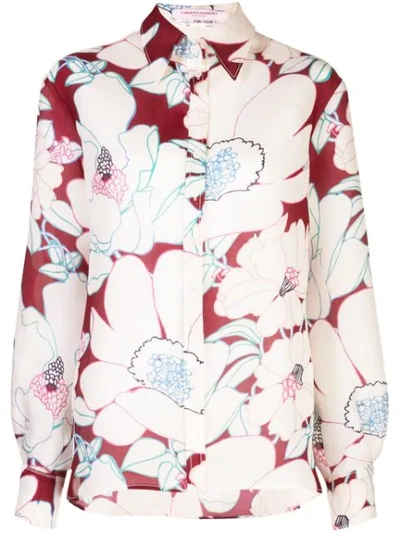 Carolina Herrera Floral-print Silk-organza Shirt In White