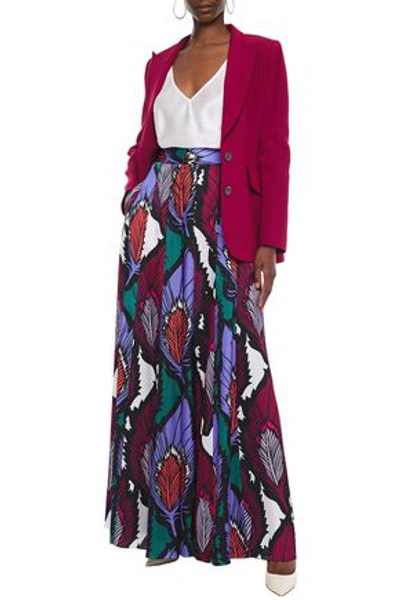 Carolina Herrera Printed Satin Wide-leg Pants In Lavender