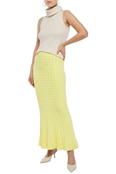 Ronny Kobo Cable-knit Maxi Skirt In Pastel Yellow