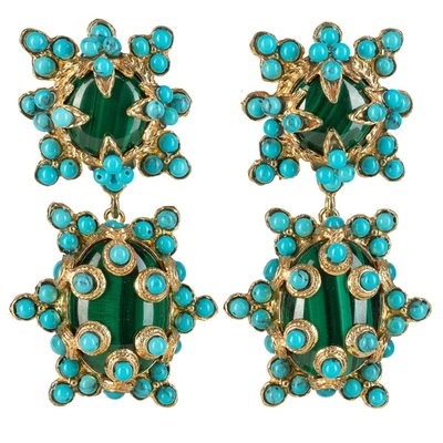 Christie Nicolaides Lucia Earrings Malachite & Turquoise In Blue