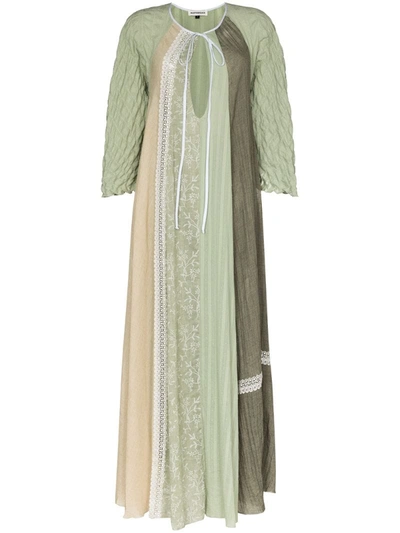 Masterpeace Panelled Lace Maxi Dress In Green