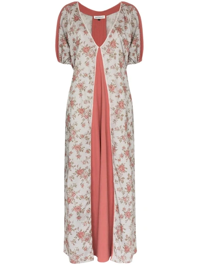 Masterpeace Red Floral Print Panelled Maxi Dress