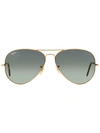 Ray Ban Original Aviator Metal-frame Sunglasses With Green Lenses Rb3025 58 In Gold/grey Gradient