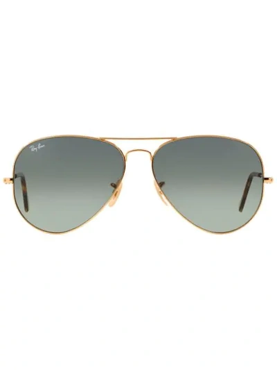 Ray Ban Original Aviator Metal-frame Sunglasses With Green Lenses Rb3025 58 In Gold/grey Gradient