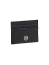 Tory Burch Robinson Leather Card Case In Black