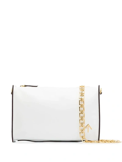 Manu Atelier Chain-trim Leather Cross-body Bag In White