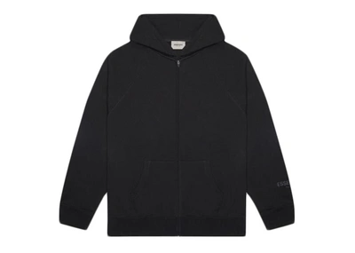 Pre-owned Fear Of God Essentials 3d Silicon Applique Full Zip Up Hoodie Dark Slate/stretch Limo/black