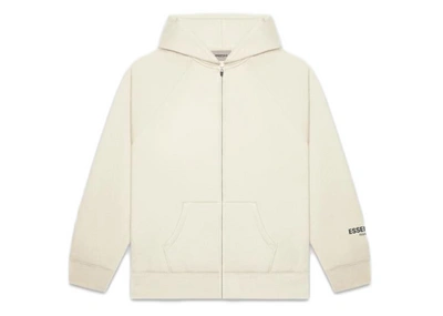 Pre-owned Fear Of God  Essentials Full Zip Up Hoodie Applique Logo Buttercream