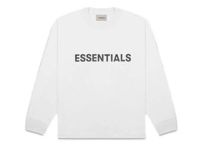 Pre-owned Fear Of God  Essentials Boxy Long Sleeve T-shirt Applique Logo White