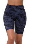 Onzie High Waist Bike Shorts In Black / Gray Camo